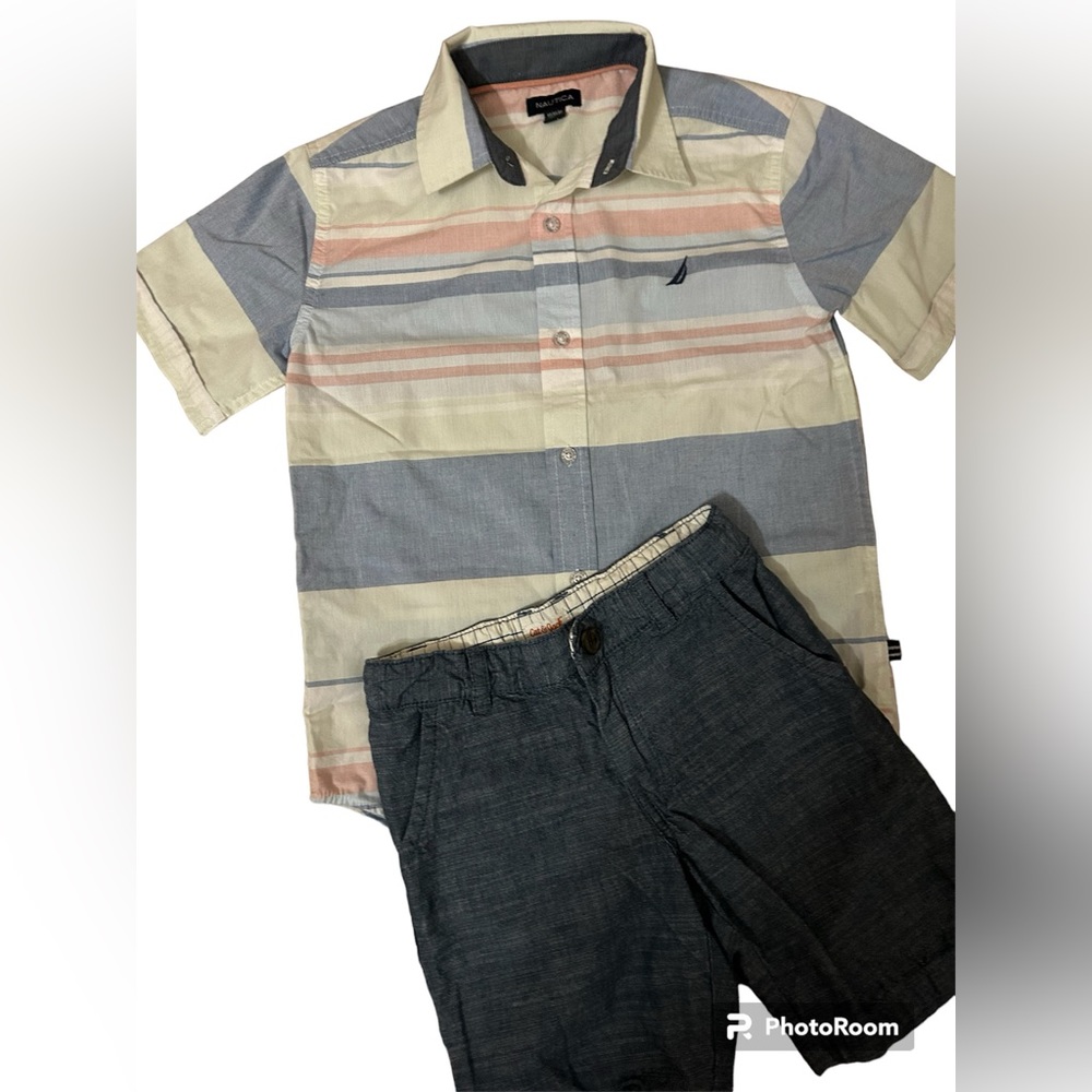 BUNDLE - Boy’s Nautica Shirt Size M and Boy’s Cat & Jack Shorts Size 8
